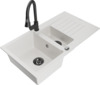 Graniidist köögivalamu Mexen Matias 6502-20-670101-70, 90 x 50.5 x 20 cm, valge/must, segisti ja sifooniga