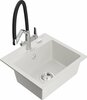 Graniidist köögivalamu Mexen Milo 6505-20-671701-07, 43.5 x 41 x 17.1 cm, valge/must/kroom, segisti ja sifooniga