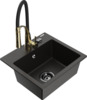 Graniidist köögivalamu Mexen Milo 6505-75-73450-57-B, 43 x 41 x 17.1 cm, must/kuldne metallic, segisti ja sifooniga