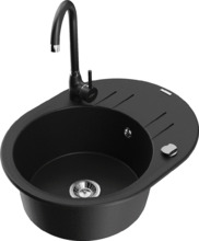 Graniidist köögivalamu Mexen Kevin 6517-77-670200-70, 58.6 x 45.8 x 18 cm, must, segisti ja sifooniga