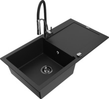 Graniitköögivalamu Mexen Leo 6501-77-73450-07-B, 80 x 50 x 19 cm, must, segisti ja sifooniga