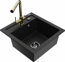 Graniidist köögivalamu Mexen Vito 6503-77-671600-50-B, 52 x 49 x 21 cm, must/gold, segisti ja sifooniga