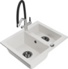 Graniidist köögivalamu Mexen Carlos 6518-20-671701-07-B, 58.2 x 47.5 x 17.7 cm, valge/must/kroom, segisti ja sifooniga