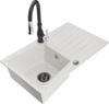 Graniidist köögivalamu Mexen Cesar 6514-20-672601-70, 77 x 47 x 20 cm, valge/must, segisti ja sifooniga