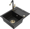 Graniidist köögivalamu Mexen Enzo 6506-73-670401-57-G, 57.6 x 46.5 x 17.4 cm, must/hõbe metallic, segisti ja sifooniga