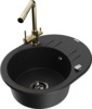 Graniidist köögivalamu Mexen Kevin 6517-77-671600-50-B, 58 x 45 x 19 cm, must/kuldne, kuivatialuse ja segistiga