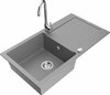 Graniitköögivalamu Mexen Leo 6501-71-670200-00, 90 x 50 x 19 cm, hall/chrome, koos segisti ja sifooniga