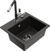 Graniidist köögivalamu Mexen Milo 6505-75-670401-07-B, 43 x 41 x 17.1 cm, must/kuldne metallic, segisti ja sifooniga