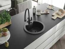 Graniidist köögivalamu Mexen Diego 6512-76-671701-70-B, must granite, segisti ja sifooniga