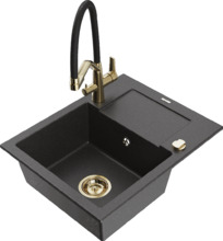 Graniidist köögivalamu Mexen Enzo 6506-76-671701-57-G, 57 x 46 x 17.4 cm, must täpiline, koos segisti ja sifooniga