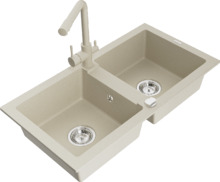 Graniitköögivalamu Mexen Mario 6504-69-671600-69, 82 x 43.6 x 16.1 cm, beež, segisti ja sifooniga