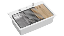 Köögi valamu Quadron Marc HQM7650U1BS, 76 x 50 x 23.5 cm, valge, graniit, roostevaba teras