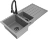 Graniidist köögivalamu Mexen Andres 6515-71-670101-70-B, 100 x 50 x 20 cm, hall/must, koos segisti ja sifooniga