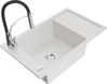 Graniidist köögivalamu Mexen Elias 6511-20-73450-07, 79 x 48 x 20 cm, valge/must/chrome, segisti ja sifooniga