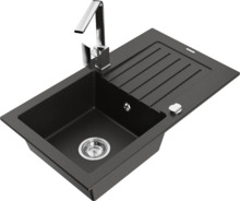 Graniidist köögivalamu Mexen Pablo 6510-75-670300-00, 75 x 43 x 16.1 cm, must/kuldne metallic, segisti ja sifooniga