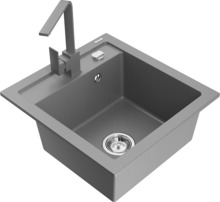Graniidist köögivalamu Mexen Vito 6503-71-670300-71, 49 x 52 x 21 cm, hall, koos segisti ja sifooniga