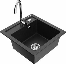 Graniitköögivalamu Mexen Vito 6503-73-670200-00, 49 x 52 x 21 cm, must/hõbedane metallic, segisti ja sifooniga