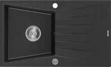 Graniidist köögivalamu Mexen Cesar 6514771010-73, 775 x 470 mm, metallic must/hõbe, sifooniga
