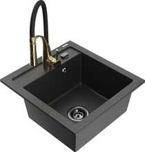 Graniidist köögivalamu Mexen Vito 6503-76-73450-57-B, must granite, segisti ja sifooniga
