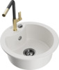 Graniidist köögivalamu Mexen Diego 6512-20-670401-57-B, 48 x 48 x 16 cm, valge, koos segisti ja sifooniga