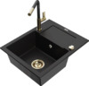 Graniidist köögivalamu Mexen Enzo 6506-77-670401-57-G, 57.6 x 46.5 x 17.4 cm, must, koos segisti ja sifooniga