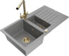 Graniidist köögivalamu Mexen Matias 6502-71-671600-50, 90 x 50 x 20 cm, hall/gold, segisti ja sifooniga