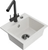 Graniidist köögivalamu Mexen Milo 6505-20-671600-70, 43.5 x 41 x 17.1 cm, valge, koos segisti ja sifooniga