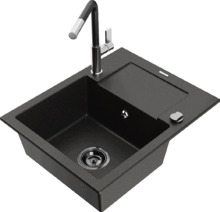 Graniitköögivalamu Mexen Enzo 6506-75-670401-07-B, must/kuldne metallic, koos segisti ja sifooniga