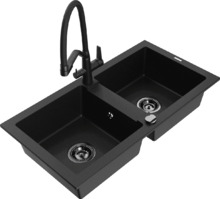Graniidist köögivalamu Mexen Mario 6504-77-671701-70-B, 82 x 43 x 16.1 cm, must, koos segisti ja sifooniga