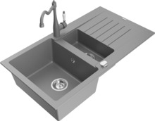 Graniidist köögivalamu Mexen Matias Carla 6502-71-670700-71, 90 x 50 x 20 cm, hall, koos segisti ja sifooniga