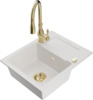 Graniidist köögivalamu Mexen Enzo 6506-20-672601-50, 57.6 x 46.5 x 17.4 cm, valge/gold, koos segisti ja sifooniga