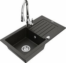 Graniidist köögivalamu Mexen Pablo 6510-75-672601-00, 75 x 43 x 16.1 cm, must/kuldne metallic, segisti ja sifooniga