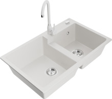 Graniidist köögivalamu Mexen Tomas 6516-20-670200-20, 80 x 50 x 19 cm, valge, segisti ja sifooniga
