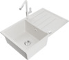 Graniidist köögivalamu Mexen Bruno 6513-20-670401-02, 79 x 49 x 20 cm, valge, koos segisti ja sifooniga