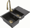 Graniidist köögivalamu Mexen Gaspar 6507-76-672601-50, 73 x 47 x 17.7 cm, must granite/gold, segisti ja sifooniga