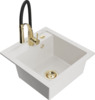 Graniidist köögivalamu Mexen Vito 6503-20-73450-57-B, 52 x 49 x 21 cm, valge/must/kuldne, segisti ja sifooniga