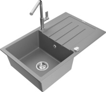 Graniidist köögivalamu Mexen Bruno 6513-71-670401-00, 79 x 49 x 20 cm, hall/kroom, koos segisti ja sifooniga