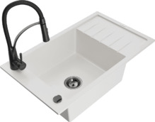 Graniidist köögivalamu Mexen Elias 6511-20-73450-70-B, 79 x 48 x 20 cm, valge/must, segisti ja sifooniga