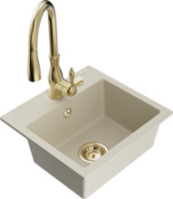 Graniidist köögivalamu Mexen Milo 6505-69-672601-50, 43 x 41 x 17.1 cm, beež, segisti ja sifooniga