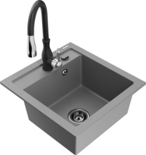 Graniidist köögivalamu Mexen Vito 6503-71-672601-70-B, 49 x 52 x 21 cm, hall, koos segisti ja sifooniga