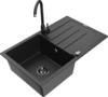 Graniidist köögivalamu Mexen Bruno 6513-73-670200-70-B, 79.5 x 49.5 x 20 cm, must/hõbe, segisti ja sifooniga
