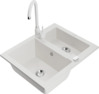 Graniidist köögivalamu Mexen Carlos 6518-20-670200-20, 58 x 47 x 17.7 cm, valge, segisti ja sifooniga