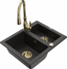 Graniidist köögivalamu Mexen Carlos 6518-75-672601-50, 58.2 x 47.5 x 17.7 cm, metallic must/kuldne, segisti ja sifooniga