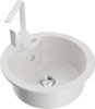 Graniidist köögivalamu Mexen Diego 6512-20-670300-20, 48.8 x 48.8 x 16.7 cm, valge, segisti ja sifooniga