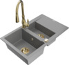 Graniidist köögivalamu Mexen Gaspar 6507-71-672601-50, 73 x 47 x 17.7 cm, hall/kuldne, segisti ja sifooniga