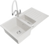Graniidist köögivalamu Mexen Matias 6502-20-671701-02, 90 x 50.5 x 20 cm, valge/kroom, segisti ja sifooniga