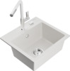 Graniidist köögivalamu Mexen Milo 6505-20-670401-02, 43.5 x 41 x 17.1 cm, valge/kroom, segisti ja sifooniga