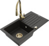 Graniidist köögivalamu Mexen Pablo 6510-75-672601-50, 75 x 43 x 16.1 cm, must/kuldne metallic, segisti ja sifooniga