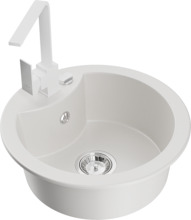 Graniidist köögivalamu Mexen Diego 6512-20-670300-20, 48.8 x 48.8 x 16.7 cm, valge, segisti ja sifooniga