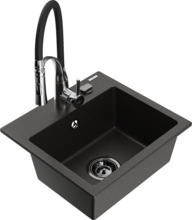 Graniidist köögivalamu Mexen Milo 6505-75-73450-07-B, 43 x 41 x 17.1 cm, must/kuldne metallic, segisti ja sifooniga